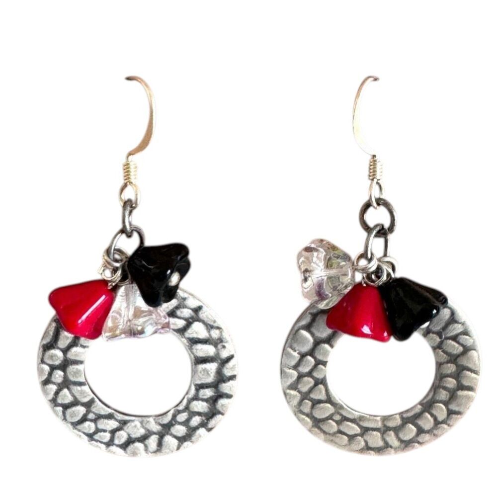 Indio Jewelry Tibetan Silver Chechen Flowers .925 Sterling Earrings #337